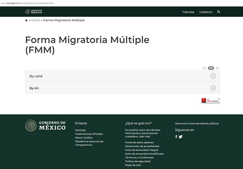 Миграционная карта Мексики